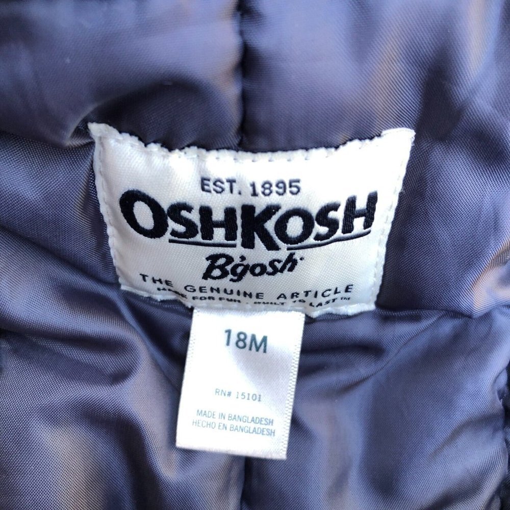 OSHKOSH B'GOSH Baby Toddler 18M Overalls One Piece Fleece Winter Insulated Grey  - Picture 4 of 6
